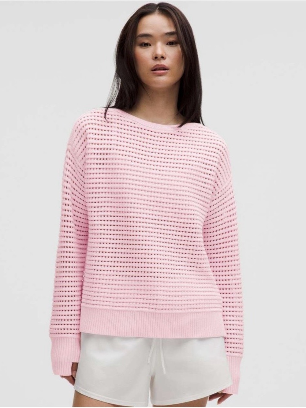 Lululemon, Cotton Crochet Pullover, Pink Organza, Size S